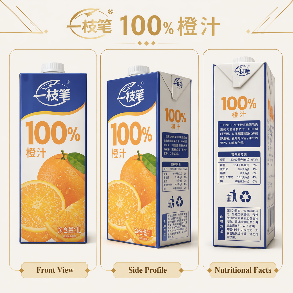 Yizhibi 100% Orange Juice - 1L (一枝笔 100% 橙汁)