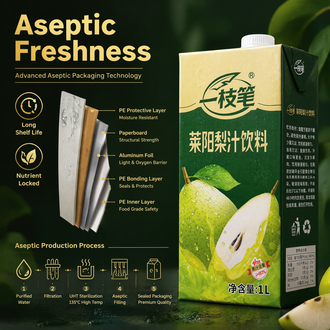 Yizhibi Laiyang Pear Juice Drink 1L – ≥80% Real Fruit Juice