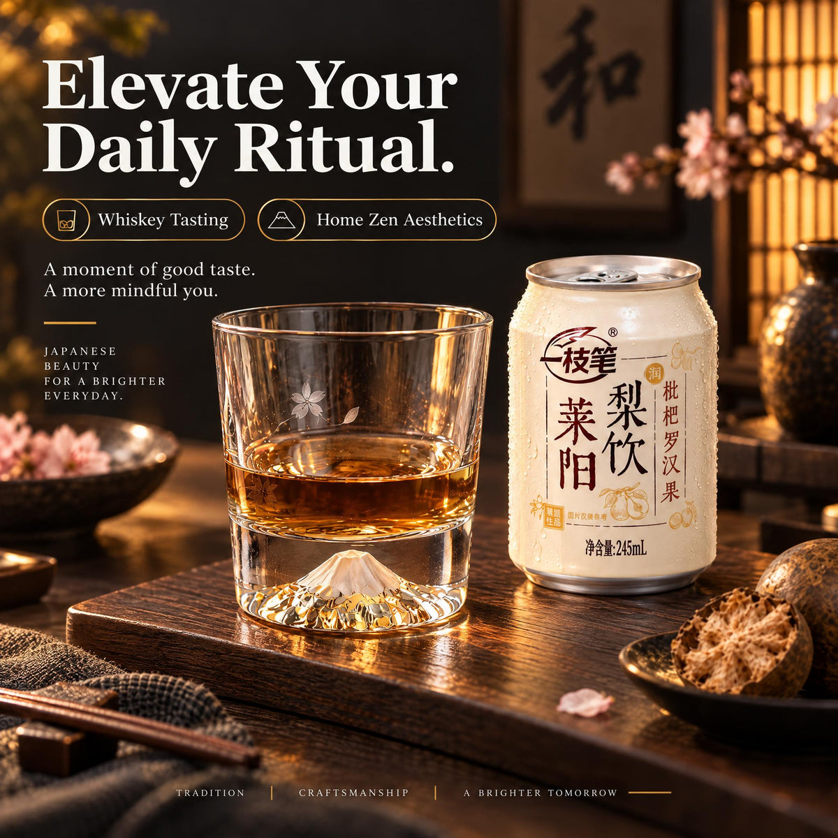 ONE PEN SG Yizhibi Laiyang Pear Drink with Loquat & Monk Fruit + Mount Fuji Glass Gift Set Bundle Loquat Pear Drink 245ml x20 + Mount Fuji Cup Set SG