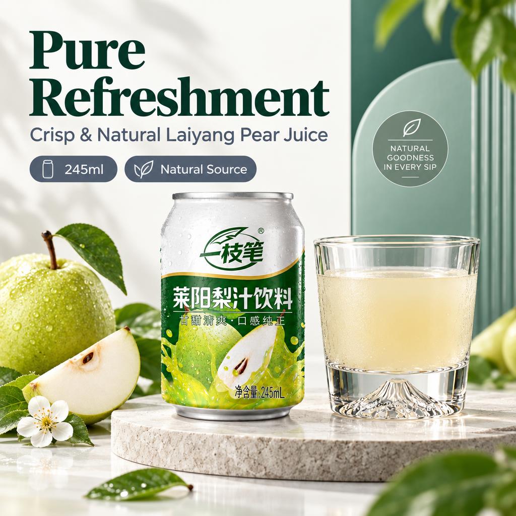 ONE PEN SG Laiyang Pear Juice Beverage 245ml Cans + Mount Fuji Glass Gift Set Bundle Pear Juice 245ml x20 + Mount Fuji Cup Set SG