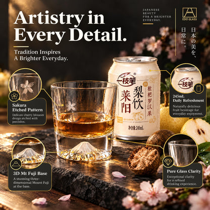 ONE PEN SG Yizhibi Laiyang Pear Drink with Loquat & Monk Fruit + Mount Fuji Glass Gift Set Bundle Loquat Pear Drink 245ml x20 + Mount Fuji Cup Set SG