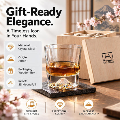 ONE PEN SG Mount Fuji Glass Cup with Wooden Gift Box Singapore - size reference