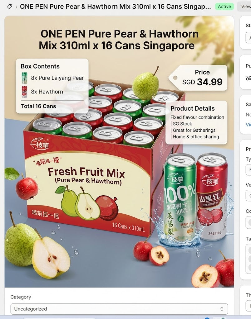 ONE PEN Pure Pear & Hawthorn Mix 310ml x 16 Cans Singapore