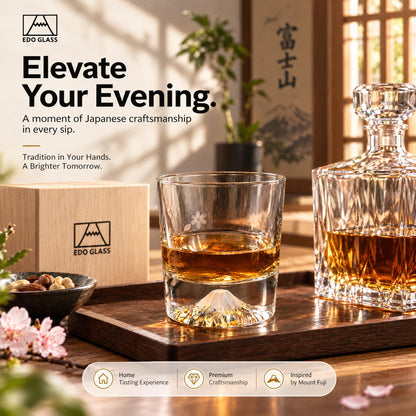 ONE PEN SG Mount Fuji Glass Cup with Wooden Gift Box Singapore - gift ready