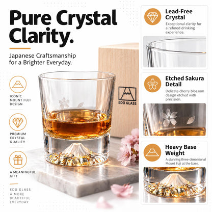 ONE PEN SG Mount Fuji Glass Cup with Wooden Gift Box Singapore - packaging open