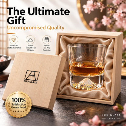 ONE PEN SG Mount Fuji Glass Cup with Wooden Gift Box Singapore - glass detail