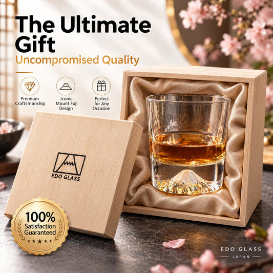 ONE PEN SG Mount Fuji Glass Cup with Wooden Gift Box Singapore - glass detail