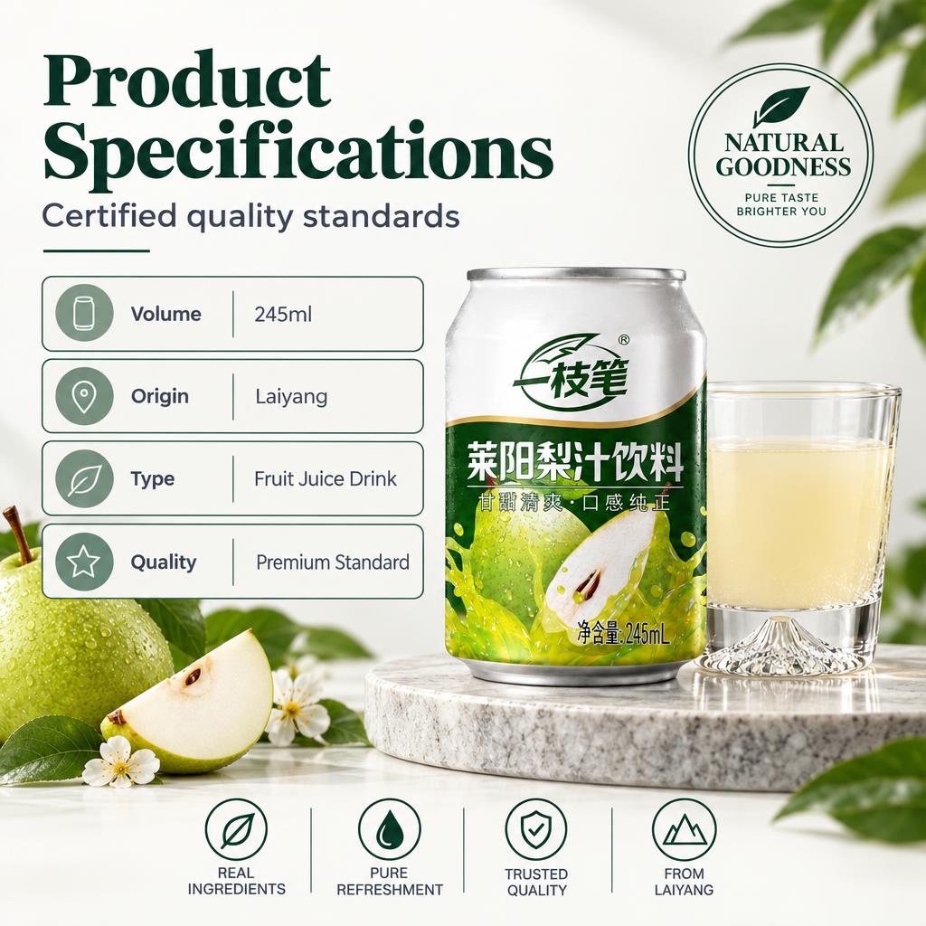 ONE PEN SG Laiyang Pear Juice Beverage 245ml Cans + Mount Fuji Glass Gift Set Bundle Pear Juice 245ml x20 + Mount Fuji Cup Set SG