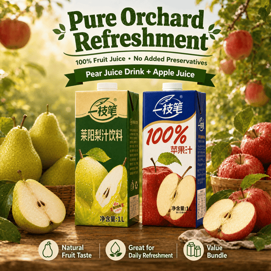ONE PEN SG Fruit Juice Pear Juice Drink & 100% Apple Juice 1L × 2 Pack Yizhibi Laiyang Pear Juice Drink + 100% Apple SG