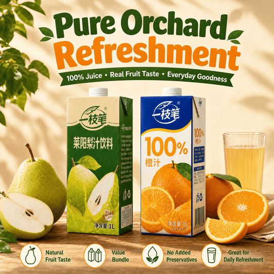 ONE PEN SG Fruit Juice Yizhibi Laiyang Pear Juice Drink + 100% Orange Juice 1L x 2 Packs (1+1 Combo) Yizhibi Laiyang Pear Juice Drink + 100% Orange SG