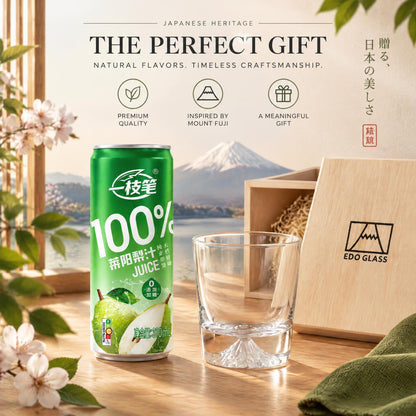 ONE PEN SG Yizhibi Laiyang Pear Juice 310ml x16 + Mount Fuji Glass Gift Set Bundle Pear Juice 310ml x16 + Mount Fuji Cup Set SG