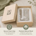 Premium Mount Fuji Juice & Beverage Glass - Japanese Style Crystal Cup with Natural Wooden Gift Box - ONE PEN SG