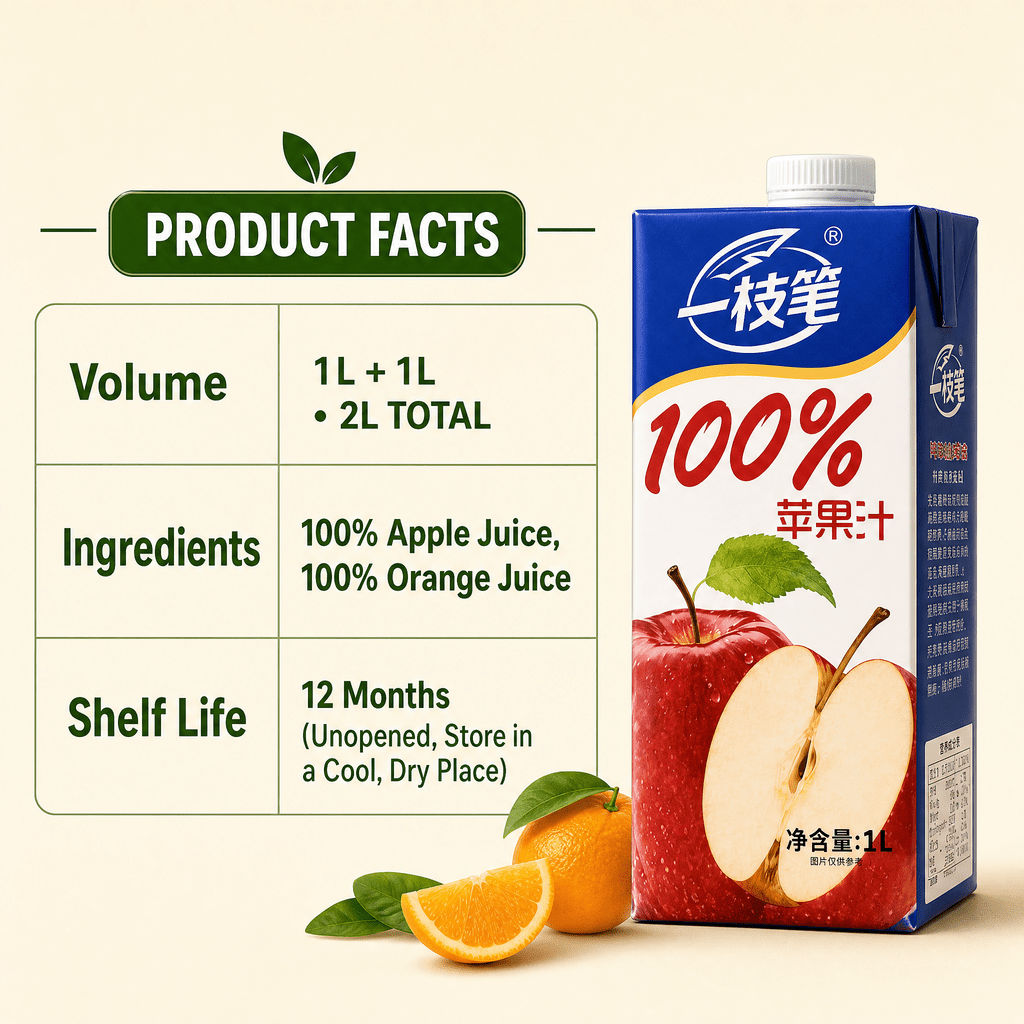 Yizhibi 100% Apple Juice + 100% Orange Juice 1L x 2 Packs (1+1 Combo) Singapore - ONE PEN SG
