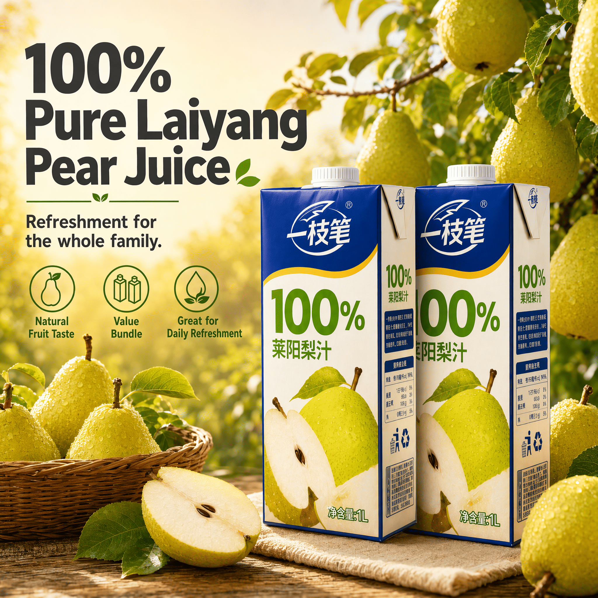 Yizhibi 100% Laiyang Pear Juice 1L x 2 Packs (1+1 Combo) Singapore - ONE PEN SG