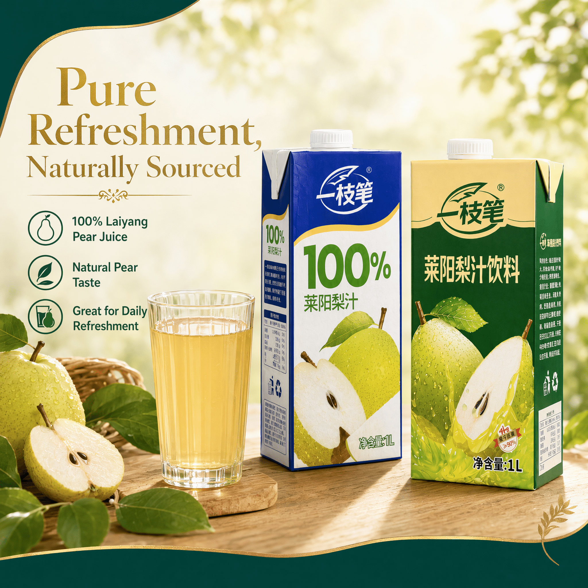 Yizhibi 100% Laiyang Pear Juice + Laiyang Pear Juice Drink 1L x 2 Packs (1+1 Combo) Singapore - ONE PEN SG