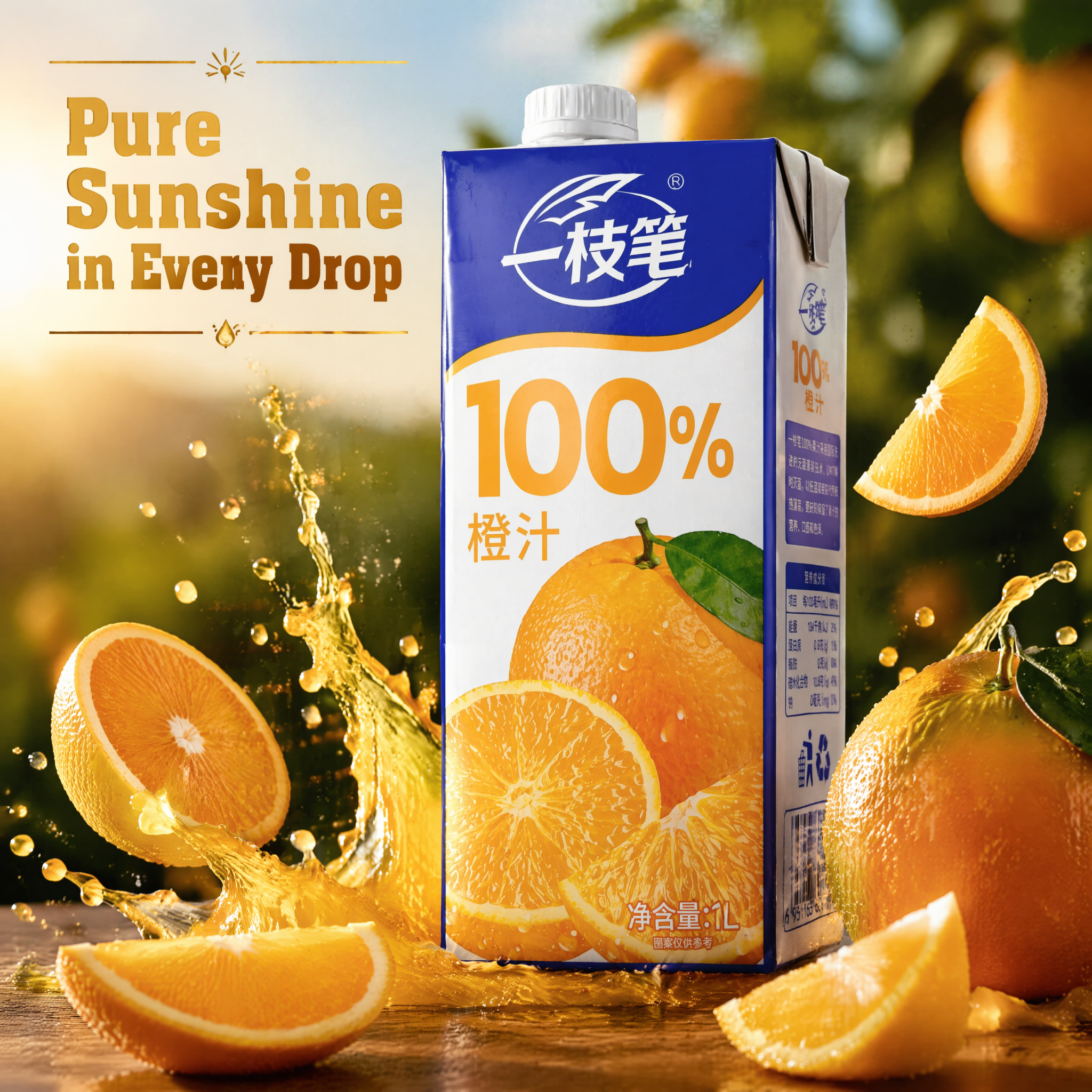 Yizhibi 100% Orange Juice - 1L (一枝笔 100% 橙汁) - ONE PEN SG