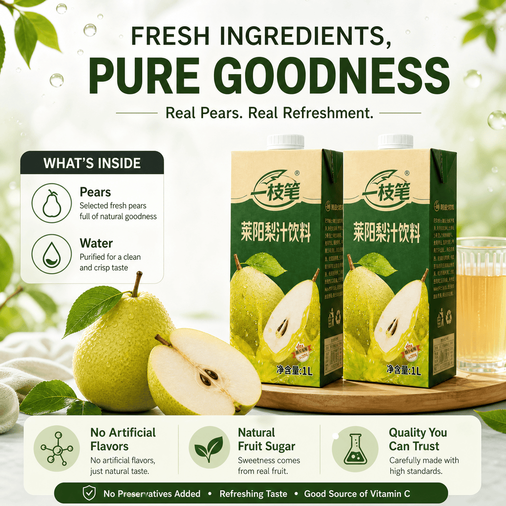 Yizhibi Laiyang Pear Juice Drink 1L x 2 Packs (1+1 Combo) Singapore - ONE PEN SG